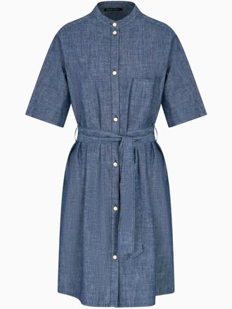 A|X Armani Exchange Katoenen jurk met gestrikte taille - Blauw