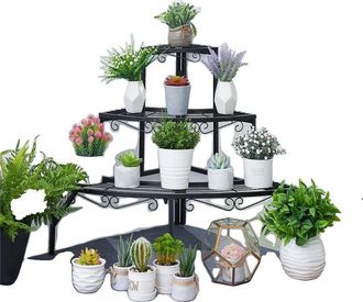 OEM Soporte Para Macetas, Construcci&oacute;n De Metal Resistente, Dise&ntilde;o Que Ahorra Espacio, Negro, L