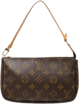 Louis Vuitton Pre-owned Pochette Accessoires - Dames - Vintage Schoudertas - Bruin - ONE Size - Leer - Vintage