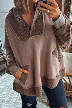 Azura Exchange Womens Hooded Buttonup Knit Hoodie - Rose Gold - Size X-Large