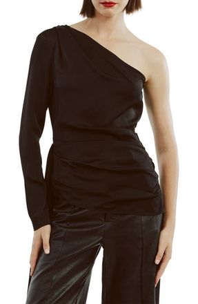 Bardot Elisabetta One-Shoulder Satin Top in Black at Nordstrom, Size 8