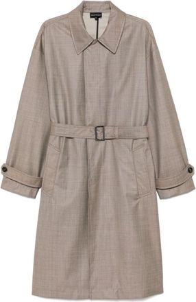 Emporio Armani Virgin-Wool Belted Trench Coat, Brand Size 48 ( US Size 38 )
