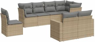 vidaXL Vidaxl - Juego De Sof&aacute;s De Jard&iacute;n Con Cojines Beige 8 Pzas Rat&aacute;n Pe