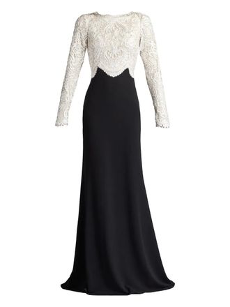 Tadashi Shoji long-sleeve lace maxi dress - women - Polyester/Nylon - 4 - Black