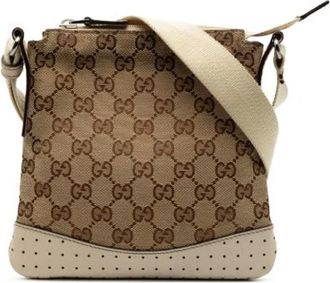 Gucci Pre-owned Cross Body Bags, female, Beige, Size: ONE SIZE Pre-owned Canvas Crossbody Bag
