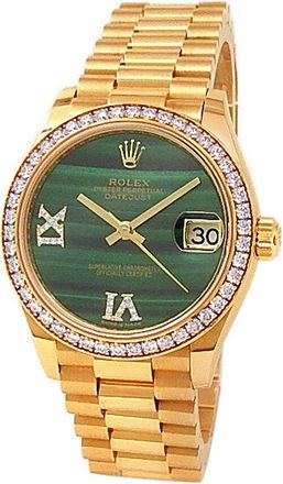 Rolex Pre-owned Rolex Datejust Automatic Chronometer Diamond Green Dial Ladies Watch 278288 GRDP