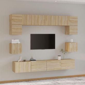 vidaXL Vidaxl - Set De Muebles Para Tv 8 Pzas Madera Contrachapada Roble Sonoma