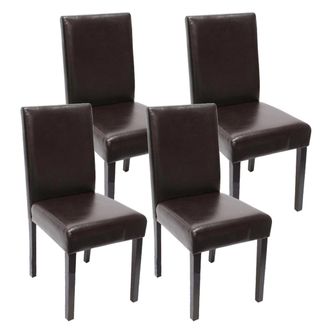 Hhg Hhg - Nunca Usado] Juego De 4 Sillas De Comedor Silla De Cocina Littau, Cuero, Patas Marr&oacute;n Oscuro