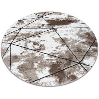RugsX Alfombra Moderna Cozy Polygons Circulo, Geom&eacute;trico, Triangulos - Structural Dos Niveles De Vell&oacute;n Marr&oacute;n Brown Circulo 120 Cm
