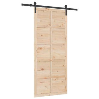vidaXL Puerta Corredera Natural 80 X 208 Cm Madera De Pino Maciza Vidaxl