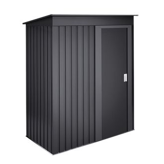 Wasabi Wasabi - Armario Met&aacute;lico De Jard&iacute;n 1,39m2 Neat Anthracite - 86x162x181cm - Puerta Corredera - Techo Inclinado - Gris Antracita