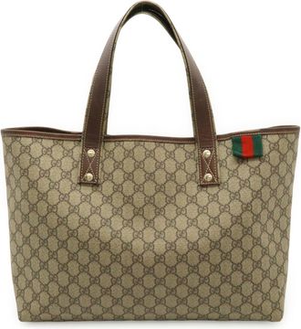 Gucci Beige Brown Gg Supreme Pvc Canvas Shoulder Bag Tote Bag (Pre-Owned)