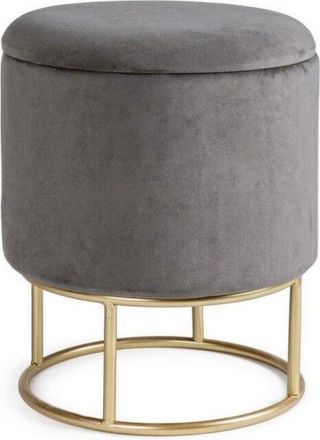 BIZZOTTO Taburete con estructura de metal dorado y contenedor gris