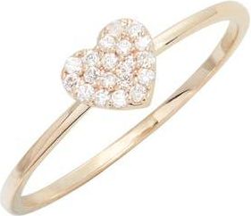 Anzie Love Letter Pav&eacute; Heart Ring in Gold/Dia at Nordstrom, Size 6