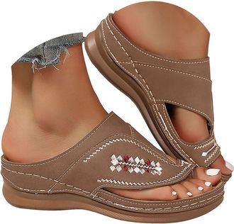 Generic Orthopedic Wedge Sandals for Women 2026 Dressy Summer,Womens Summer Comfortable Flat Flip Flops with Arch Support Platform Slip on Beach Sandals Dress