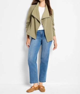 Nic+Zoe Lounge Around Moto Jacket In Olivewood