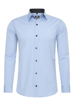 Rusty Neal Mens Shirt Premium Slim Fit Long Sleeve Stretch Contrast Shirt Business Shirts Casual Shirt - Blue - L