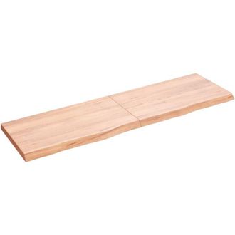 vidaXL Encimera Ba&ntilde;o Madera Maciza Tratada Marr&oacute;n Claro 140x40x(2-4)cm Vidaxl