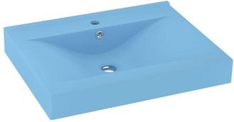 vidaXL Lavandino con Foro Rubinetto Azzurro Opaco 60x46 cm in Ceramica - Vidaxl