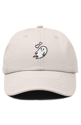 Dalix Heartly Ghost Embroidered Cap in Beige at Nordstrom