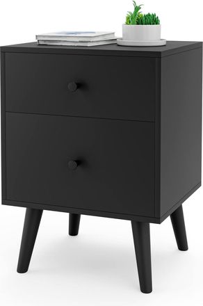 Costway Costway - Mesita De Noche Con 2 Cajones, Cajonera De Madera, Mesita Con S&oacute;lidas Patas De Madera De Goma, Mesita Con Amplio Espacio, Mesita De Sof&aacute; Par