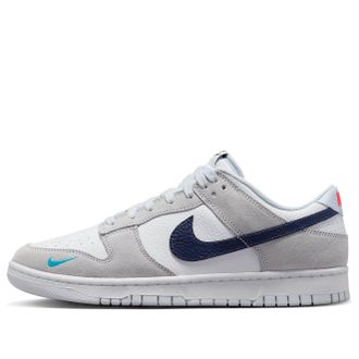 Nike Dunk Low Mini Swoosh - White Grey Navy Aqua FJ4227-001
