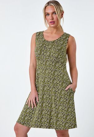 Roman Heart Print Stretch Dress