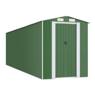 Berkfield Home Garden Shed Green 192x689x223 cm Galvanised Steel | Size: 192 x 689 x 223 cm