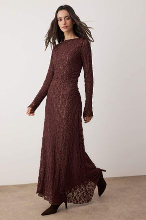 Trendyol Modest Dames Bruin Effen Maxi Lang Casual Bodycon Modest Jurken