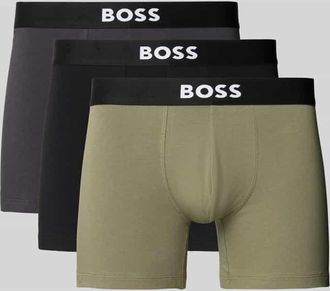 HUGO BOSS Regular Fit Trunks aus Baumwoll-Elasthan-Mix im 3er-Pack in Oliv, Größe XXL