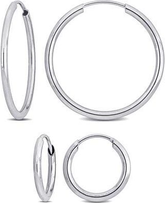 Delmar Set of 2 14K White Gold Hoop Earrings at Nordstrom Rack