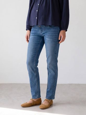 Vertbaudet Umstandsjeans Slim-Fit mit Stretch-Einsatz, Bundweite verstellbar blue stone