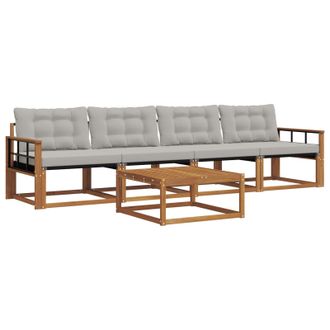 vidaXL Conjunto De Sof&aacute;s De Exterior 5 Pcs Gris Natural Y Claro Vidaxl