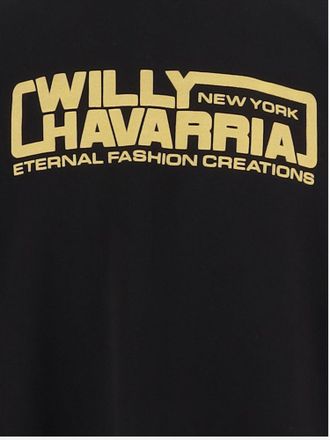 Willy Chavarria Logo Crew-Neck Cotton Sweatshirt - Black
