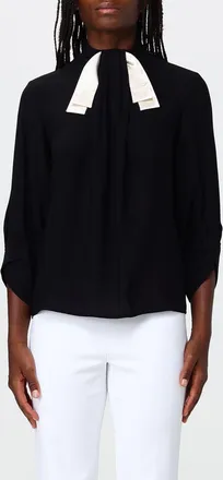Elisabetta Franchi Blusa in georgette a maniche lunghe con collo alto