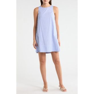 Madewell Leilani Cotton Chambray Shift Dress in Light Blue White Stripe at Nordstrom Rack, Size X-Small