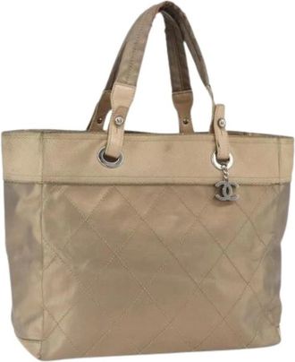 Chanel Pre-owned Tote Bags, female, Beige, Size: ONE SIZE Pre-owned Canvas Tote Bag