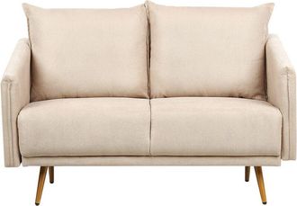 Beliani Beliani - Sofá tapizado en terciopelo beige 2 plazas respaldo acolchado asiento metal patas doradas retro glam Maura