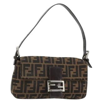 Fendi Pre-owned Shoulder Bags, female, Brown, Size: ONE SIZE Pre-owned Vintage Zucca Shoulder Bag