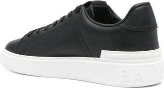 Balmain Womens B Court Sneaker Black Leather Rubber Sole