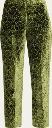Burberry Baroque Velvet Straight-Leg Ankle Pants