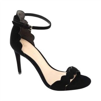 Rachel Zoe Womens Ava Scalloped Sandals In Black Kid Suede