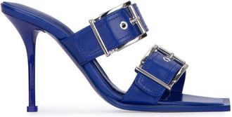 Alexander McQueen 100mm buckled leather sandals - women - Leather/Calf Leather/Leather - 37.5 - Blue