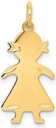 Diamond2Deal 14k Yellow Gold.018 Depth Engravable Girl Charm Pendant