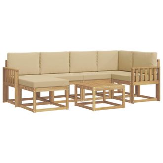 vidaXL Conjunto De Sof&aacute;s De Exterior Con Coj&iacute;n 7 Pcs Y Beige Vidaxl