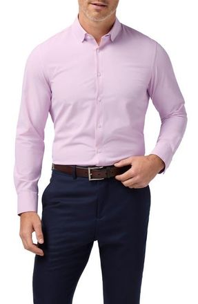 Mizzen+Main Leeward Trim Fit Check Performance Button-Up Shirt in Pink Salt Straton Check at Nordstrom, Size X-Large