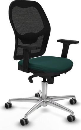 Piqueras y Crespo Piqueras Y Crespo - Jorquera Sincro Malla Negra Similpiel Verde Botella Brazos 2d Base Aluminio Ruedas 65mm Engomada