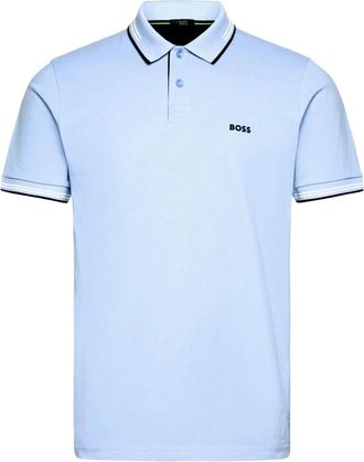 HUGO BOSS Hugo, Polo Shirts, male, Blue, Size: 2XL Stretch Cotton Polo Shirt