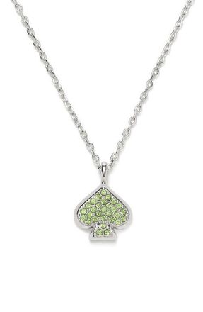 Kate Spade New York mini pav&eacute; pendant necklace in Green/Silver at Nordstrom
