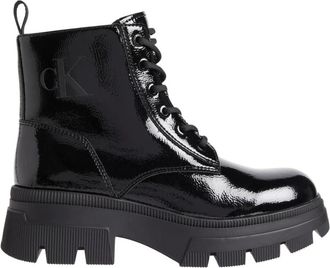 Calvin Klein Jeans Chunky Combat Laceup Laarzen - Dames - Veterlaarzen - Zwart - 41 EU - Polyester - Schoenen